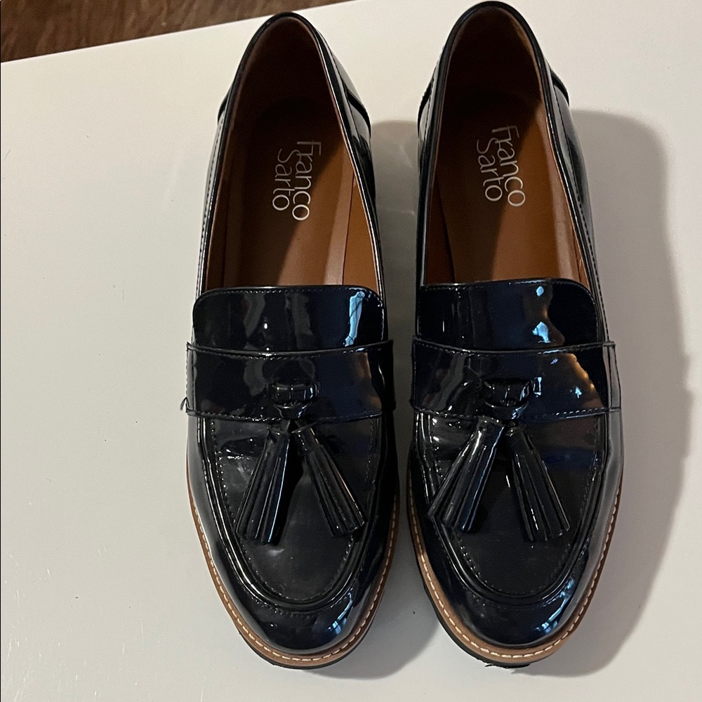 Franco Sarto Navy Carolynn Lug Sole  Loafers